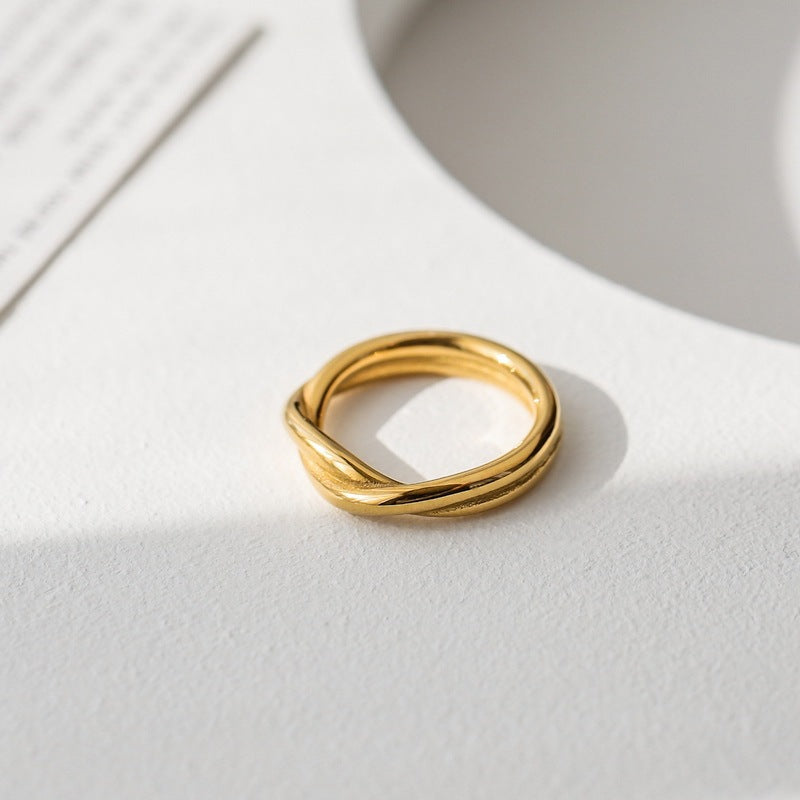 French Retro Fashion Personalized Double-layer Titanium Ring