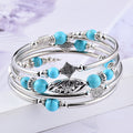 Layered Natural Stone Turquoise Winding Bracelet