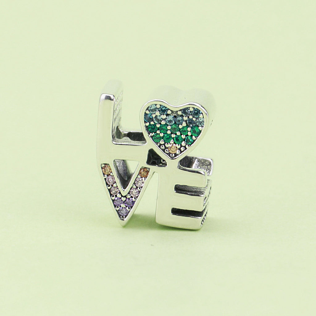S925 Silver Beads Colorful Love Rainbow DIY Charms