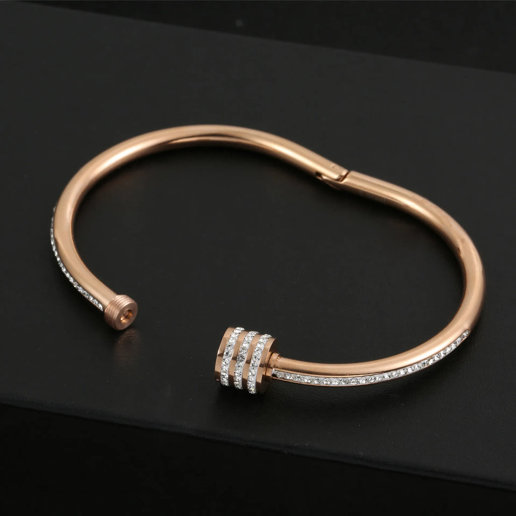 Diamond-Studded Titanium Steel Bracelet