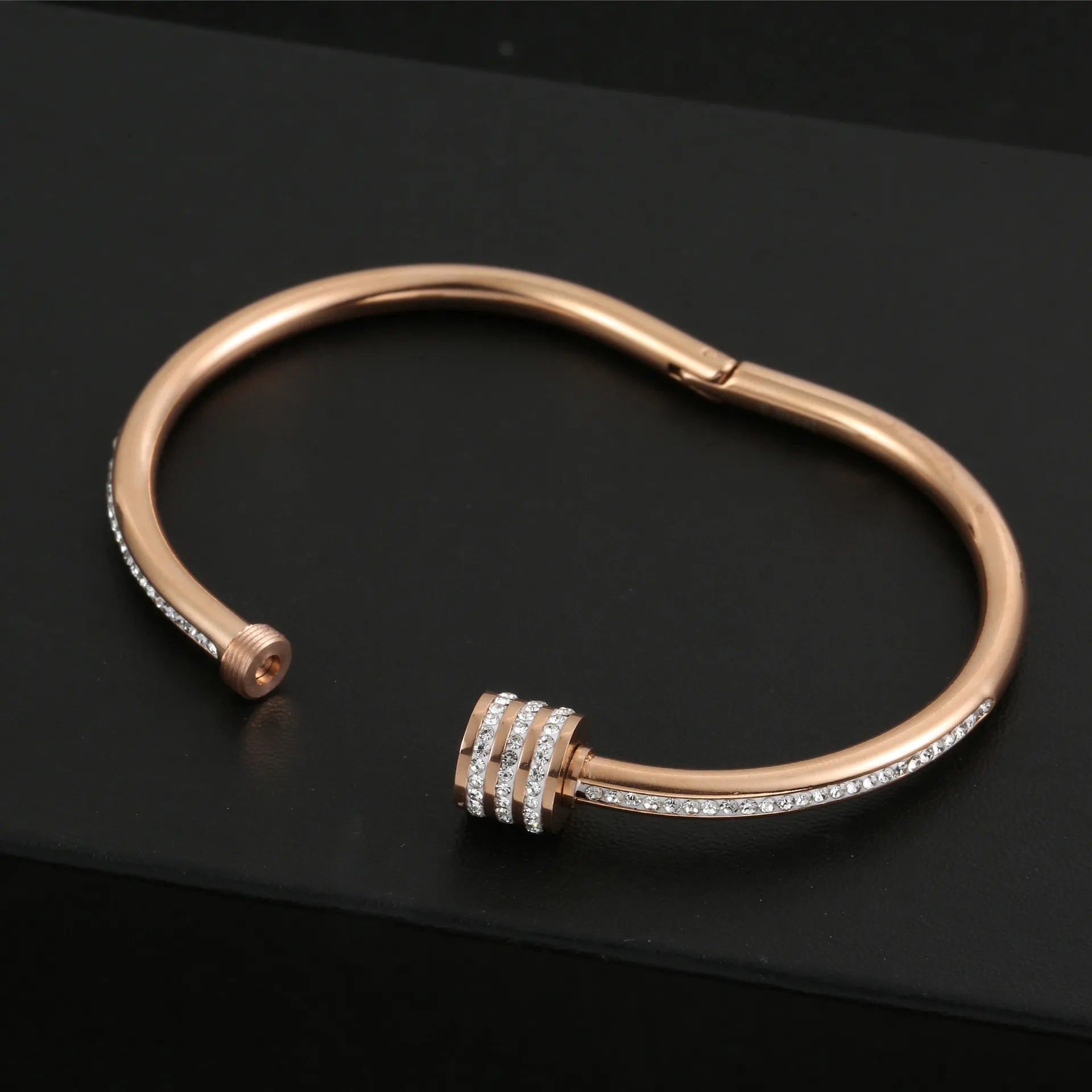 Diamond-Studded Titanium Steel Bracelet