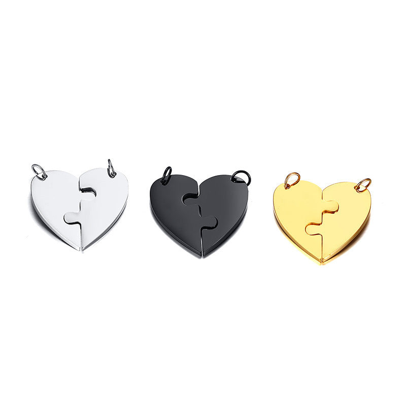 Titanium Steel Heart Friendship Pendant Jewelry Set