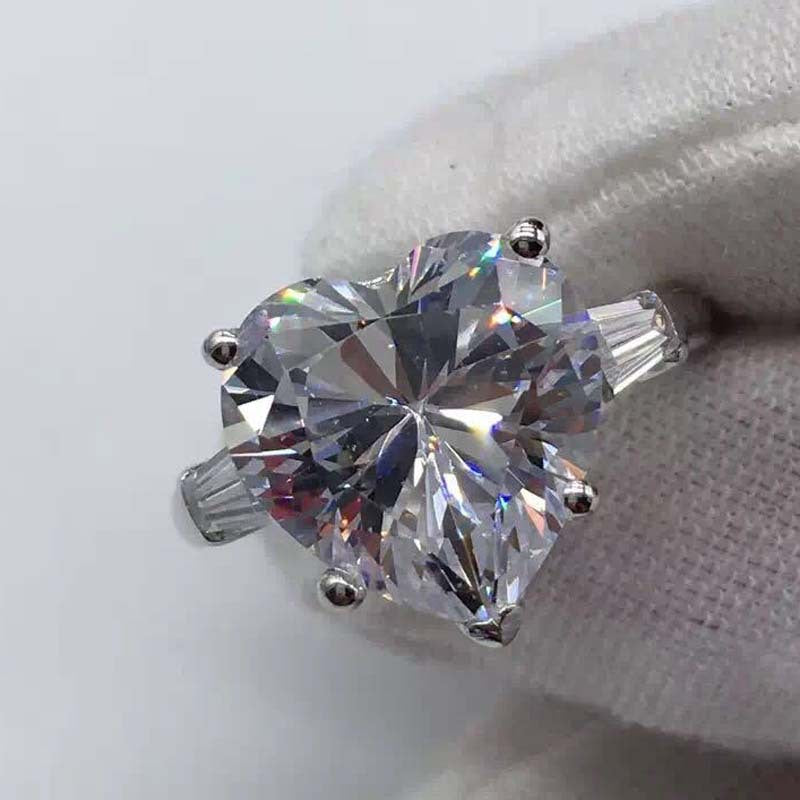 JZ055 Platinum Plated Heart Shaped Engagement Ring