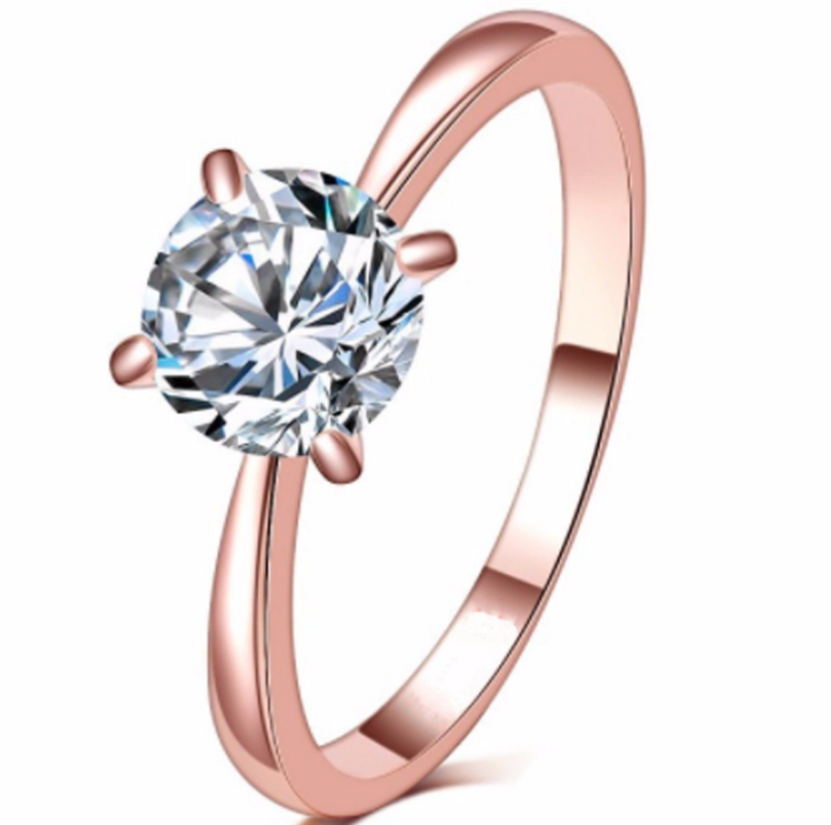 Round Cut Zircon Platinum Ring