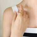 French Style Retro S-Shaped Gold-Plated Titanium Ring