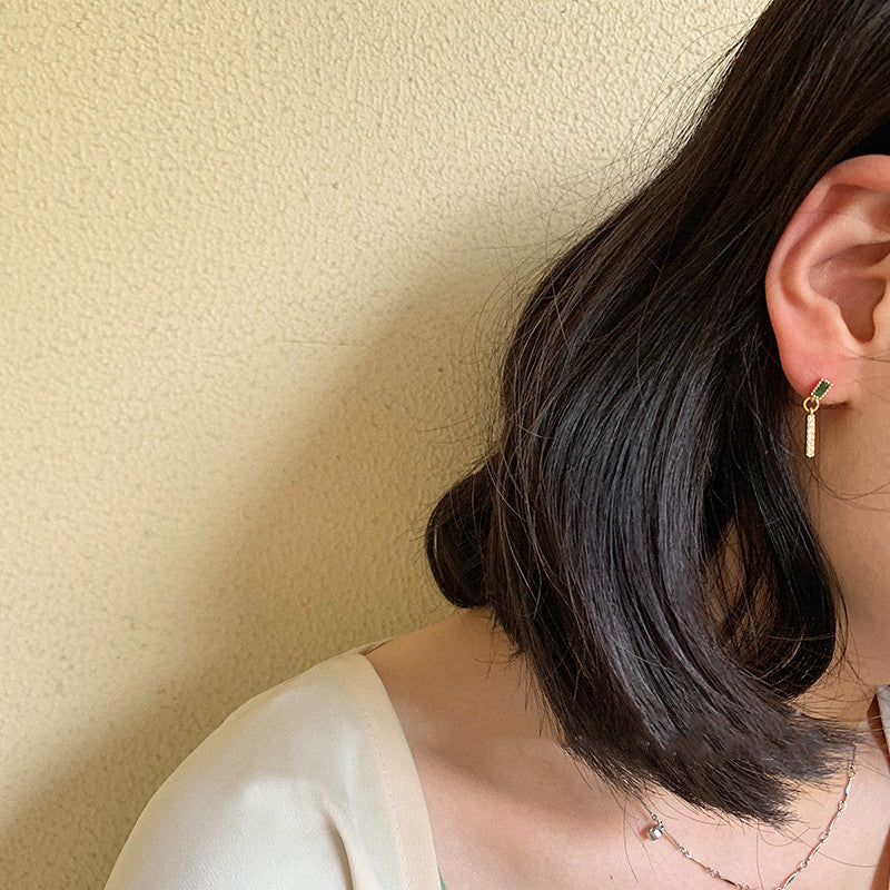 Vintage Asymmetric 14k Gold Zircon Earrings