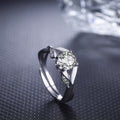 White Gold-Plated Vintage Ring with Zircon Stones