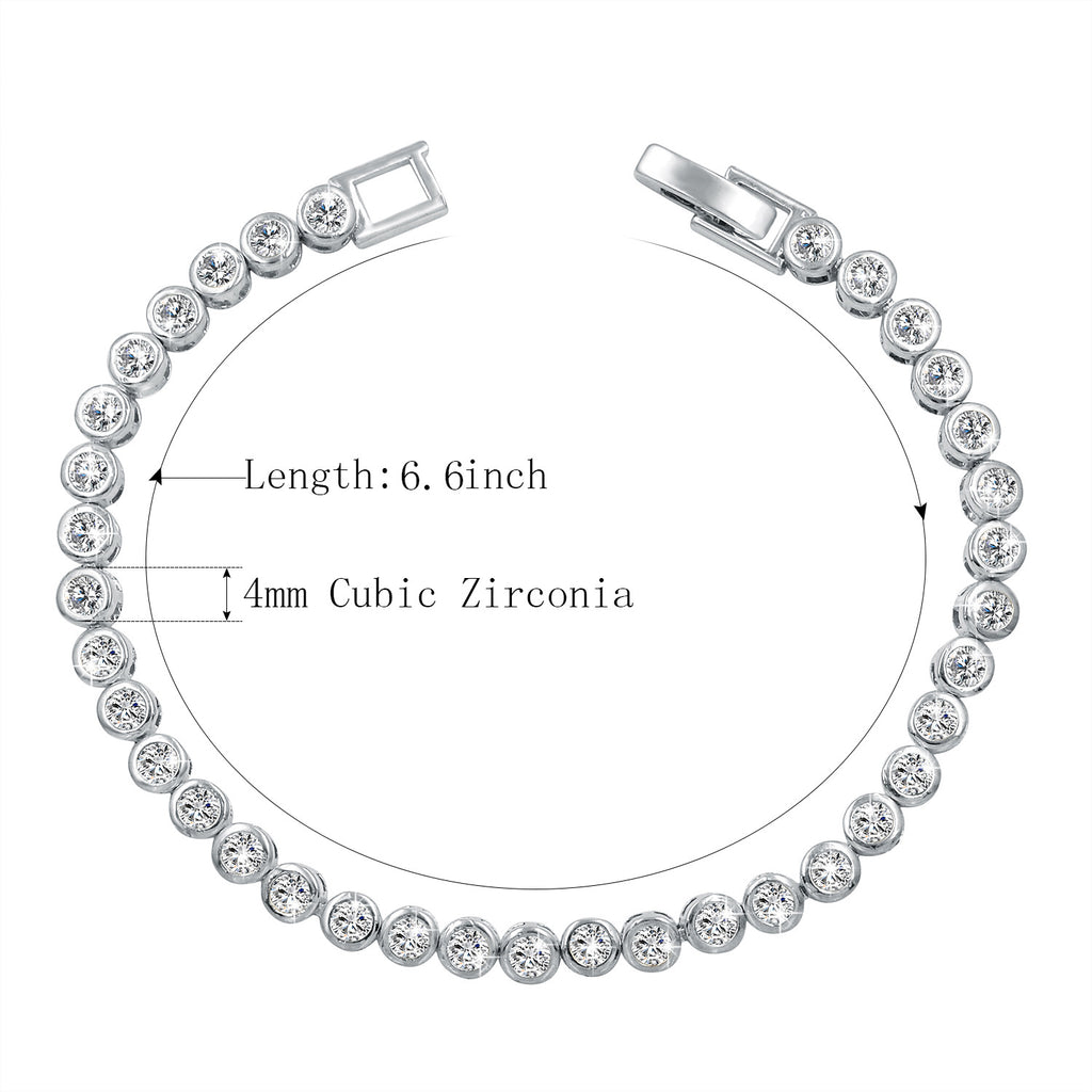 Simple Copper Zircon Bracelet in Platinum Finish