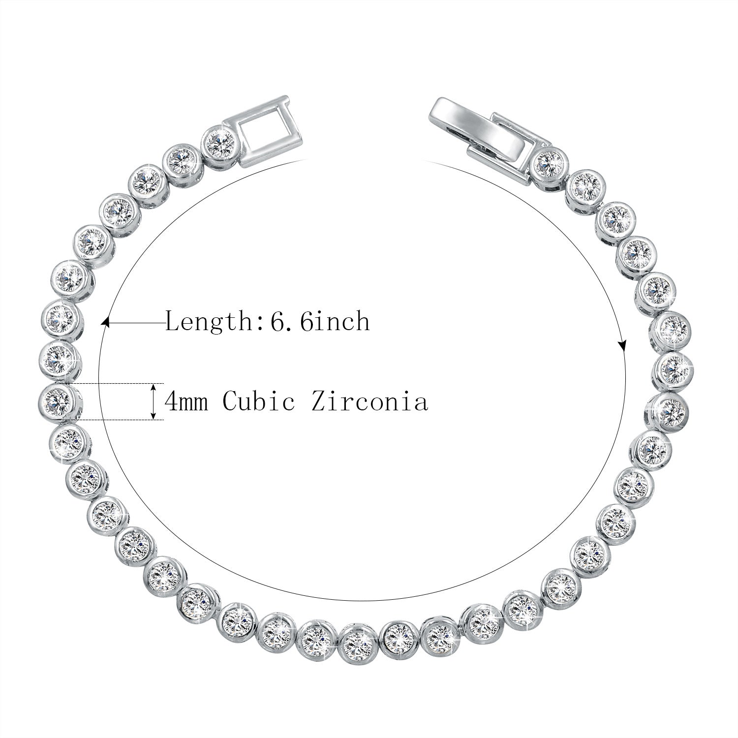 Simple Copper Zircon Bracelet in Platinum Finish