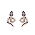 Rose Gold and Platinum Black Snake Earrings