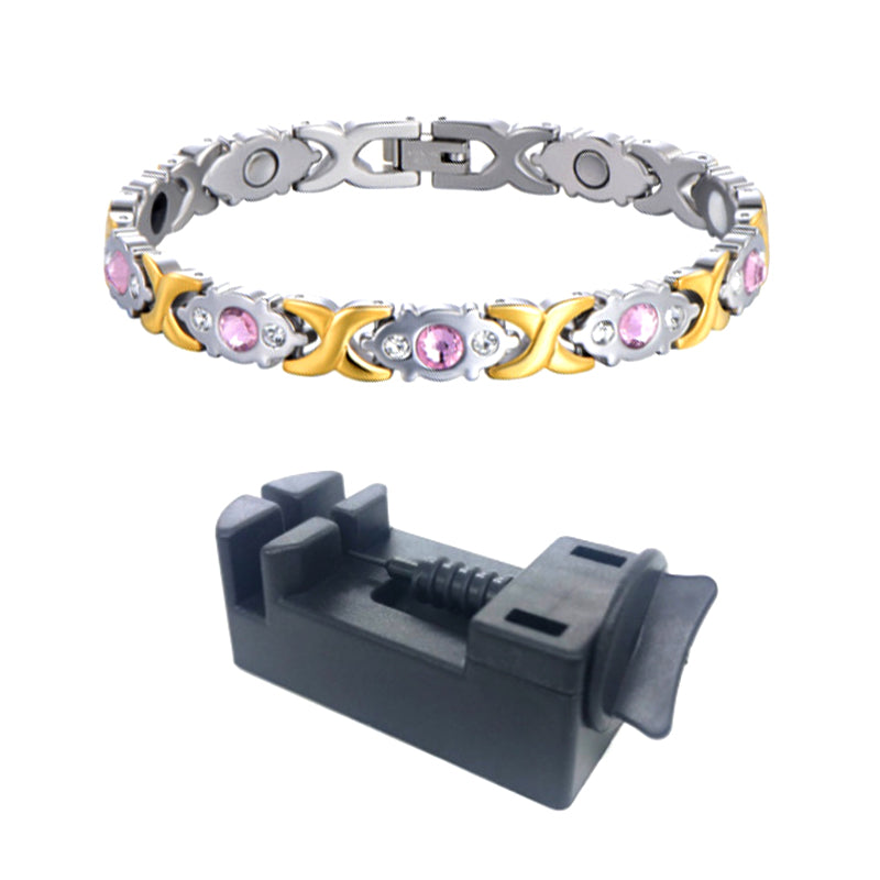 Crystal Gem Women's Titanium Steel Bracelet with Diamonds