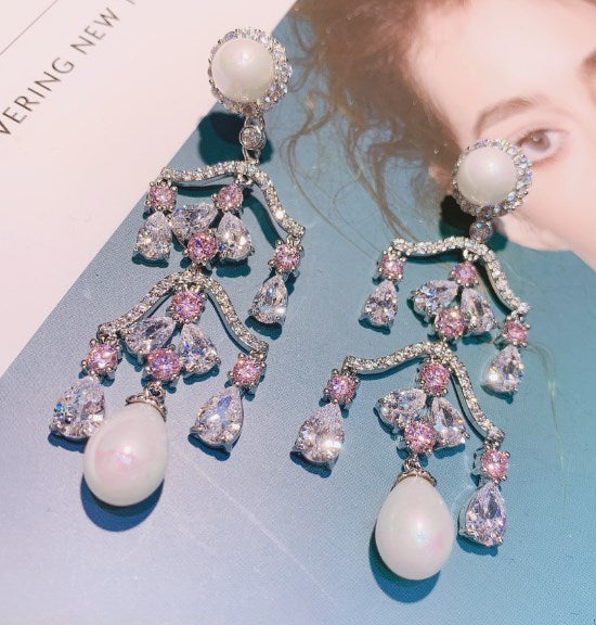 Ruby Drop Zircon Earrings