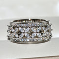 Electroplated Platinum Over Zircon Fashion Ring