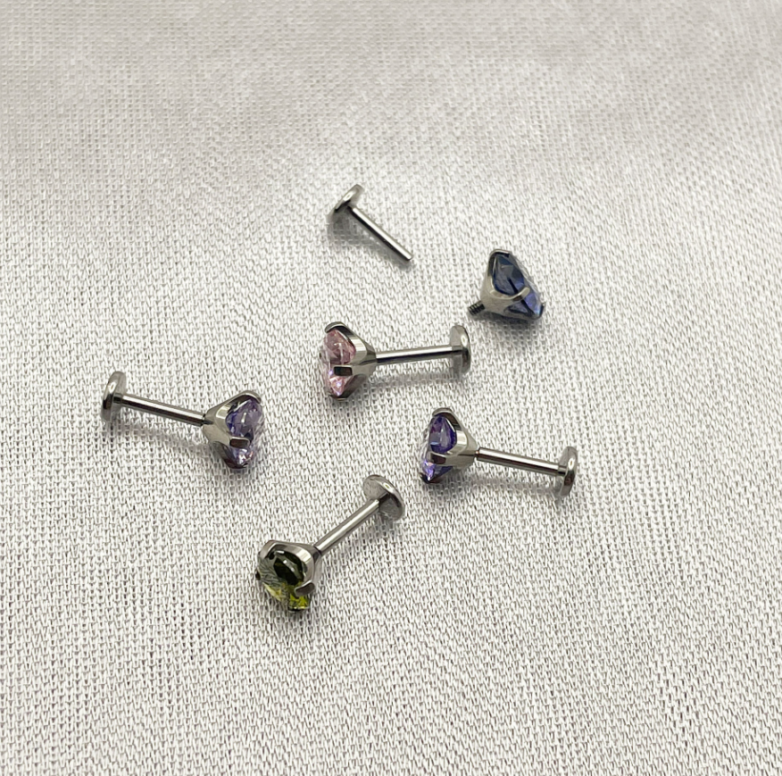 5mm Titanium Steel Earrings with Small Diamonds