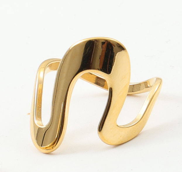 Gold-Plated Titanium Curve Ring