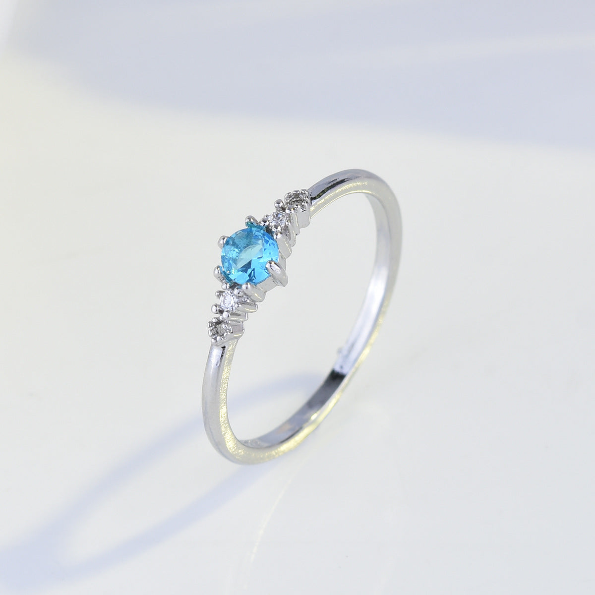 18k Platinum Plated Women's Imitation Aquamarine Ring