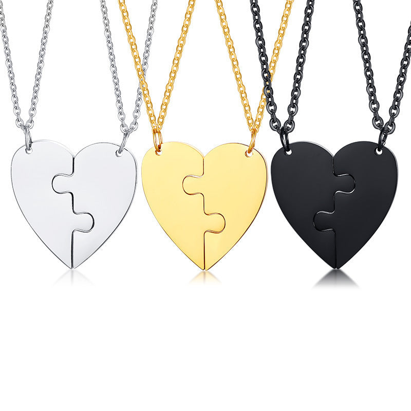Titanium Steel Heart Friendship Pendant Jewelry Set