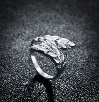Silver Feather Leaf Ring