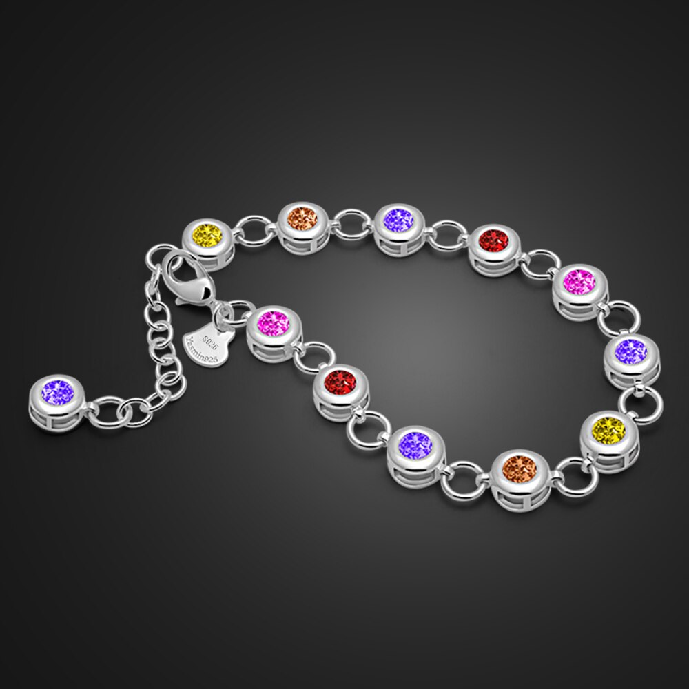 Rainbow Bracelet with Platinum Plating and Zirconia