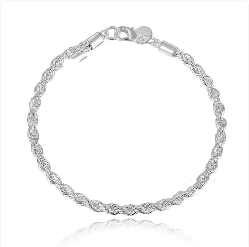 Silver Twisted Rope Bracelet