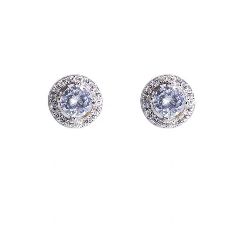 Moissanite Stud Earrings with Platinum Silver Setting