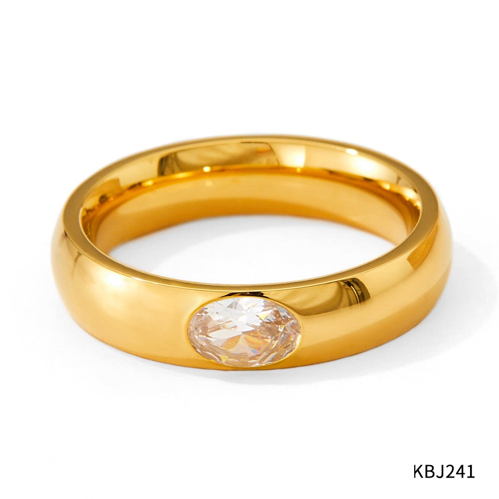 Glossy Vintage Ring with Micro-inlaid Zircon Stones
