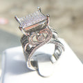 Luxury Platinum-Plated Hollow Ring with Rhinestones