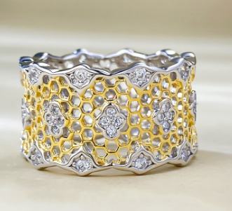 Vintage Diamond Wide Lace Ring