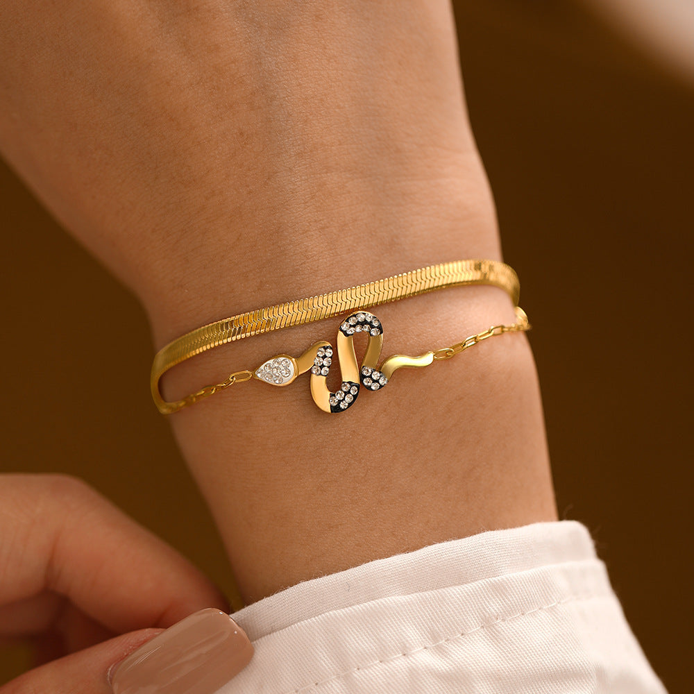 Double-layer Snake-shaped Stainless Steel Bracelet