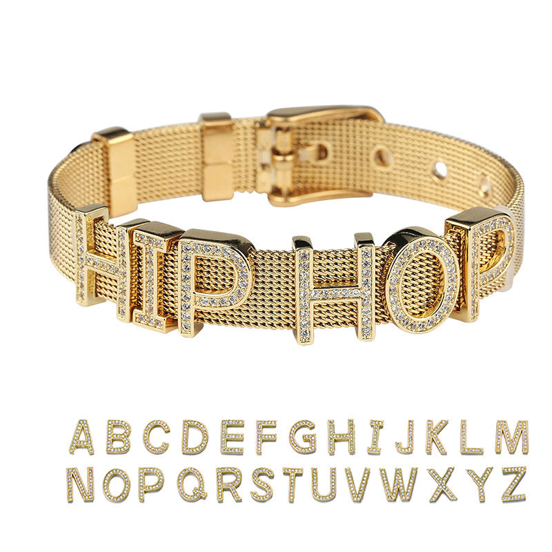 Custom Letter and Number Stainless Steel Bracelet