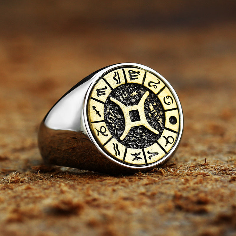 Twelve Constellation Titanium Steel Ring