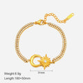 14K Gold Plated Star and Moon Stainless Steel Bracelet
