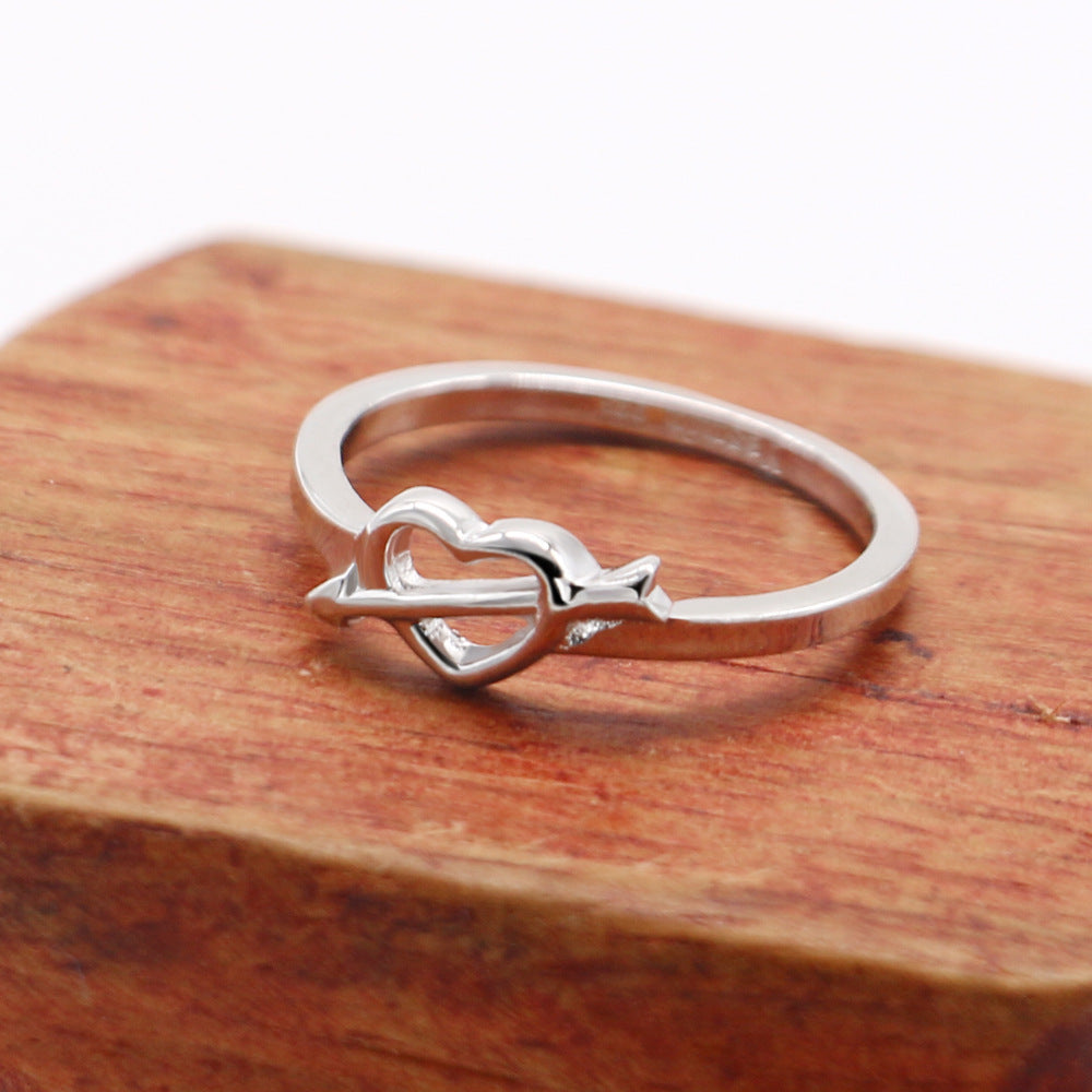 Korean Heart Ring for Women - Platinum Plated Cupid Arrow