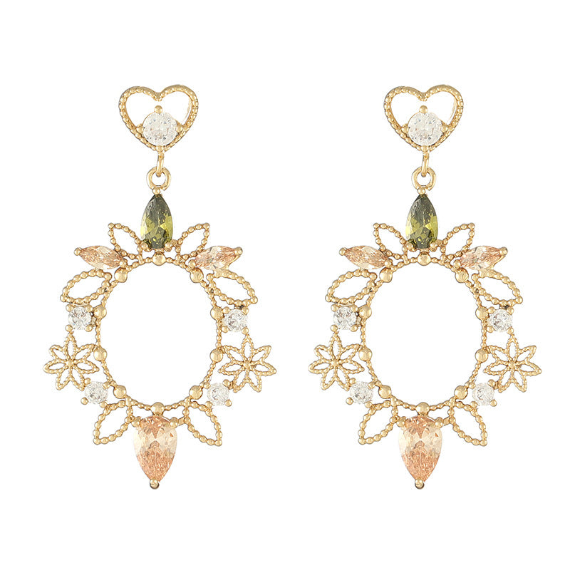 Baroque Fairy Vintage 14K Gold Zircon Earrings