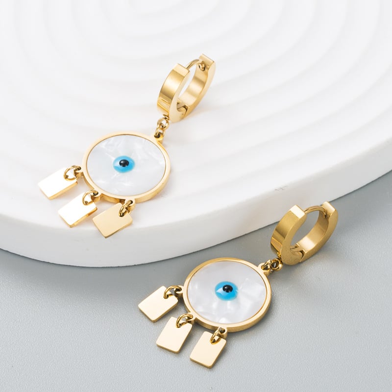 Titanium Steel Earrings with Shell Design, Colorfast