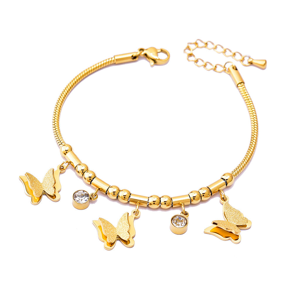 Colorful Geometric Snake Bone Bracelet with Bear & Charms