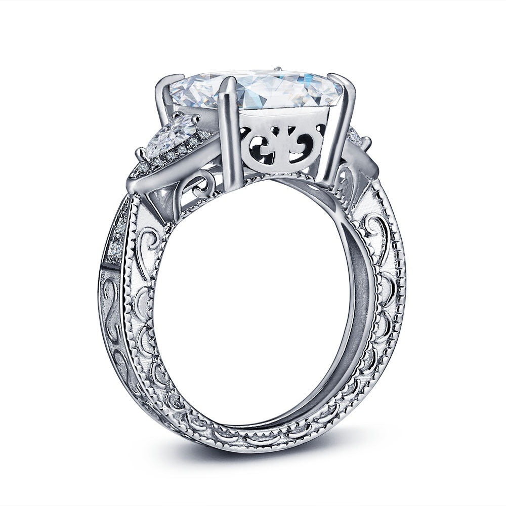 Platinum-Plated Zirconia Diamond Ring
