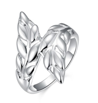 Silver Feather Leaf Ring