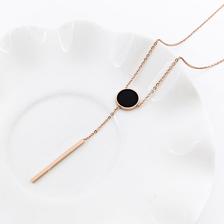 Titanium Steel Necklace with Tassel Pendant