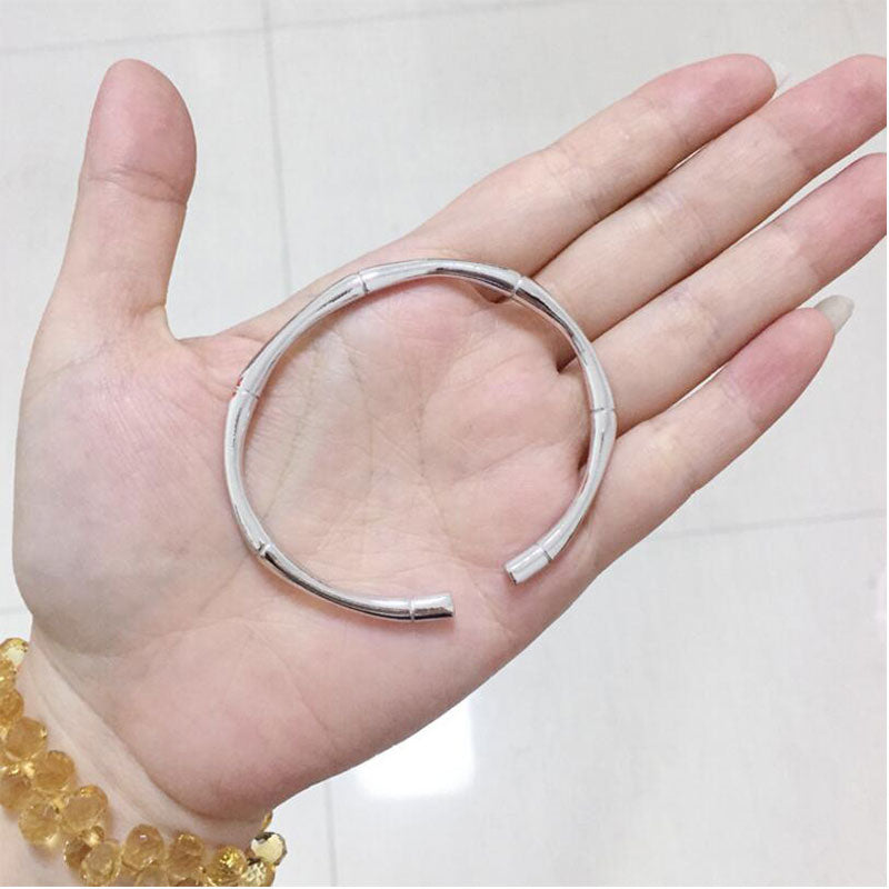 925 Silver Bamboo Design Adjustable Bangle for Couples