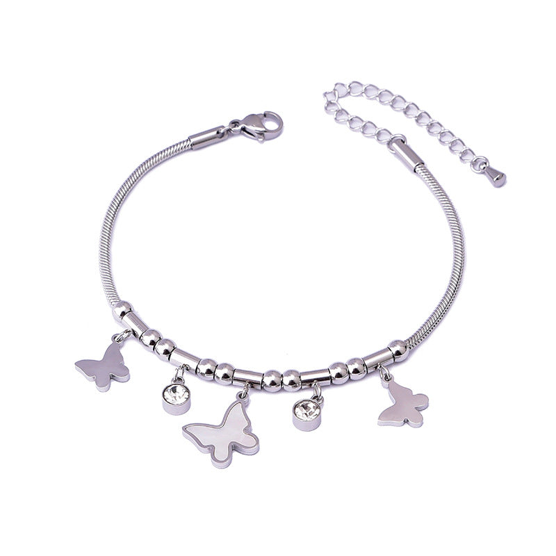 Colorful Geometric Snake Bone Bracelet with Bear & Charms
