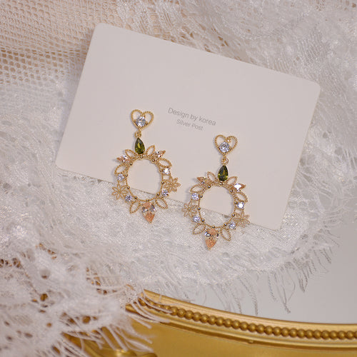 Baroque Fairy Vintage 14K Gold Zircon Earrings