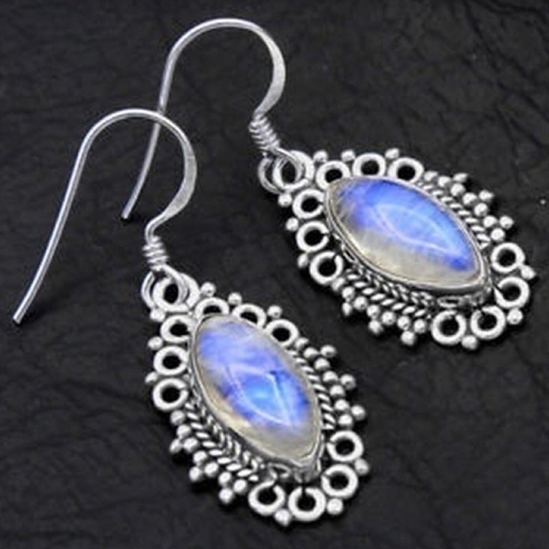 Vintage Colorful Glass Earrings with Platinum Plating