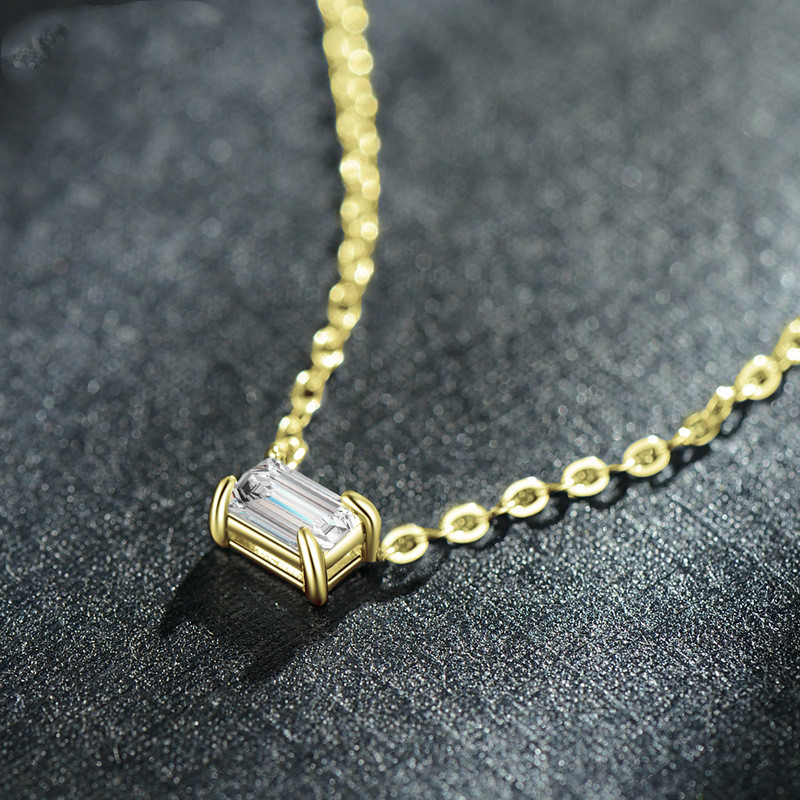 Silver Cuboidal Zircon Necklace