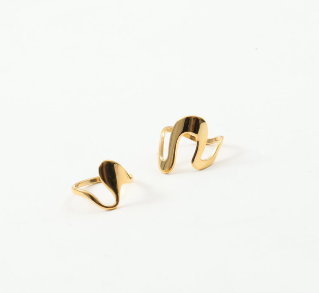 Gold-Plated Titanium Curve Ring
