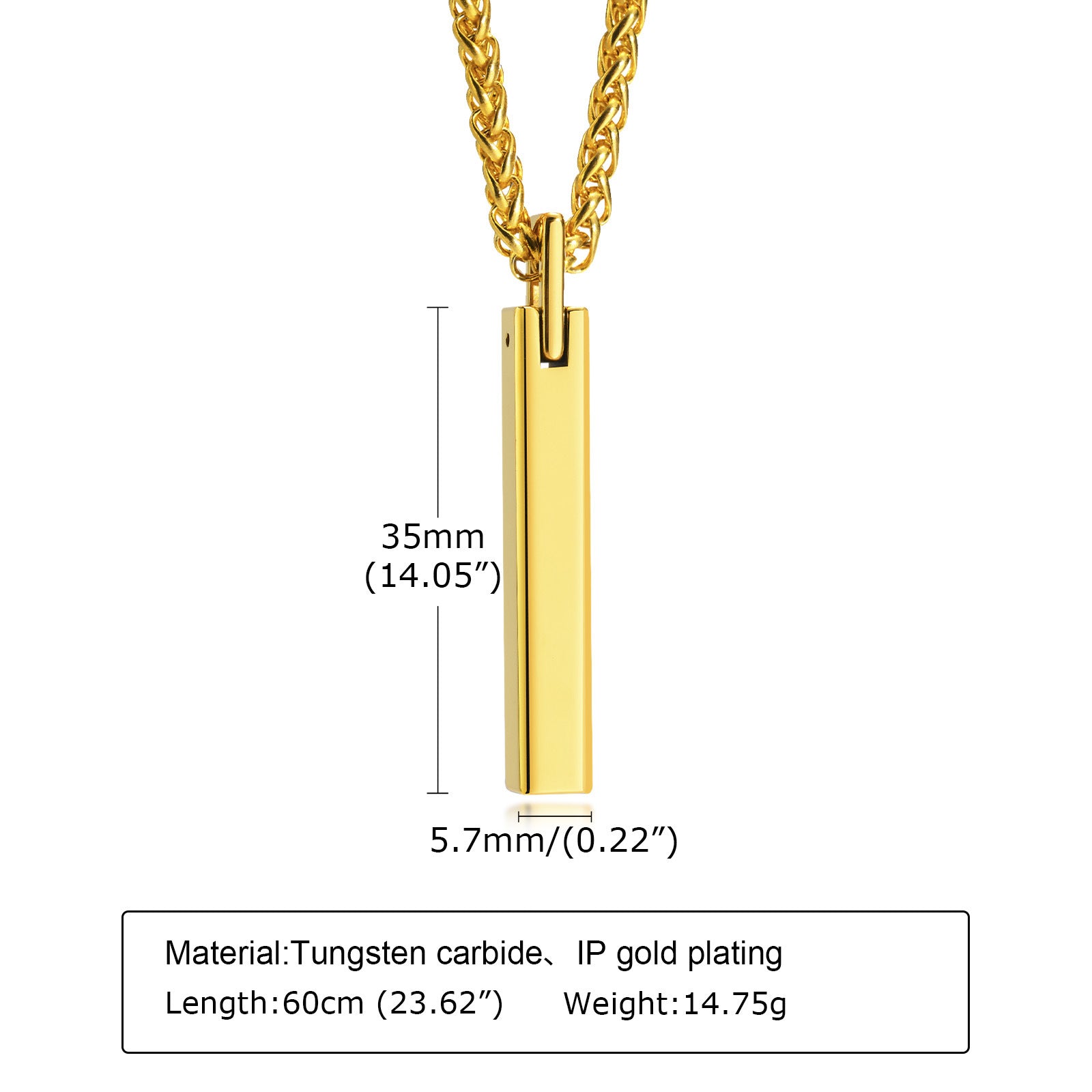 Minimalist Men's Tungsten Steel Pendant Necklace PN-703