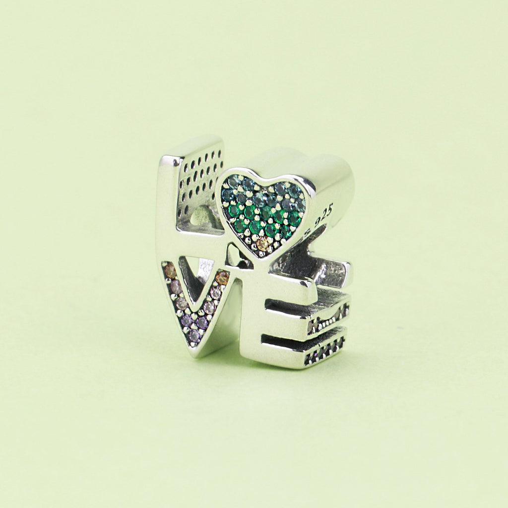 S925 Silver Beads Colorful Love Rainbow DIY Charms