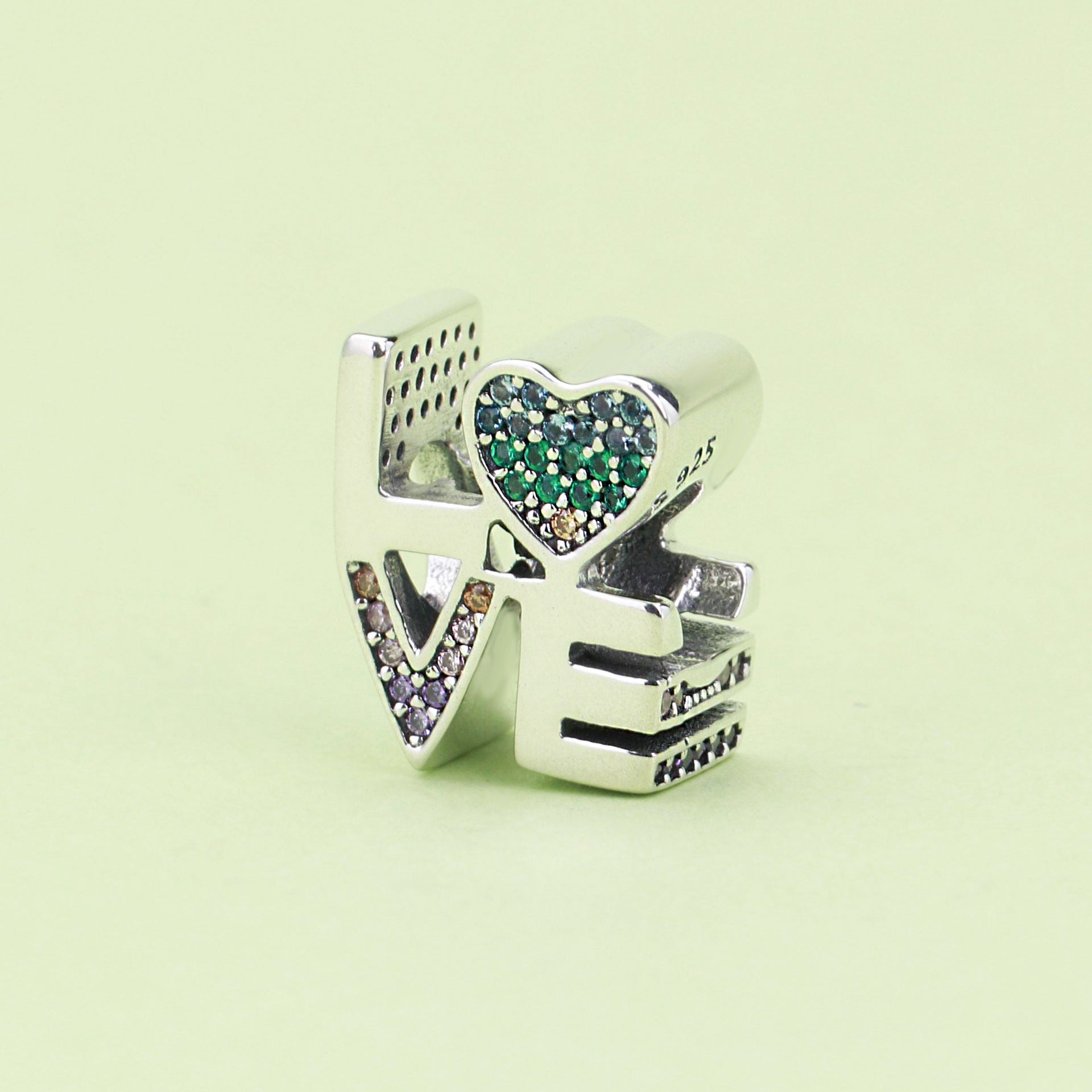 S925 Silver Beads Colorful Love Rainbow DIY Charms