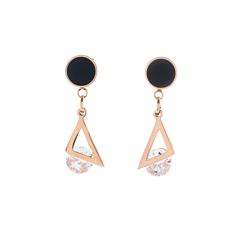 Geometric Double Triangle Titanium Steel Stud Earrings