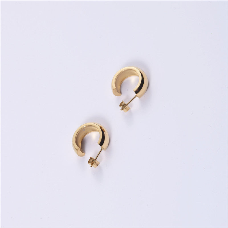 Exaggerated Hoop Earrings with Titanium Steel Studs